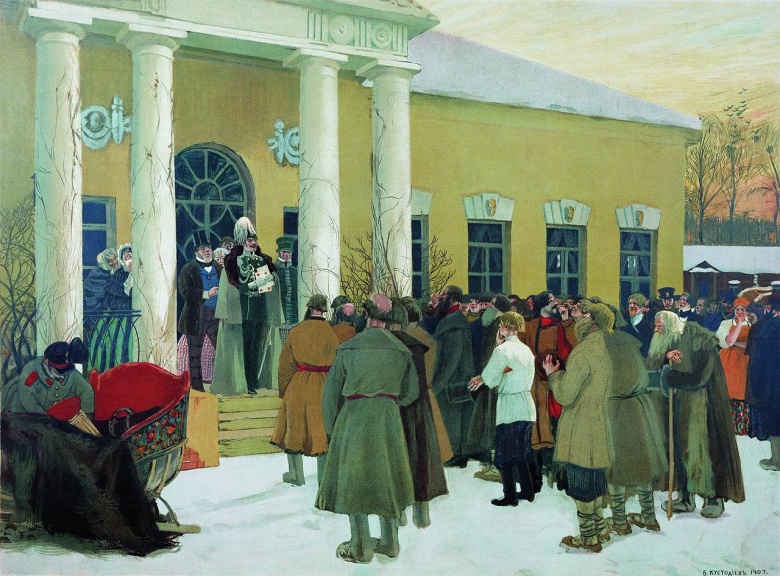 Борис Кустодиев. «Освобождение крестьян (Чтение манифеста)». 1907 год
