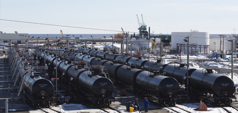 Железнодорожный терминал нефтеперерабатывающей компании Irving Oil в Нью-Брунсвике.