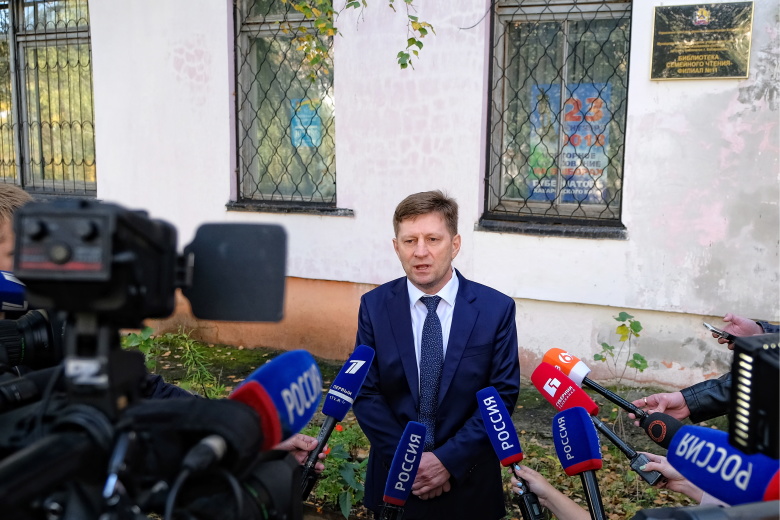 Кандидат на пост губернатора Хабаровского края от ЛДПР Сергей Фургал после голосования. Фото: Дмитрий Моргулис / ТАСС