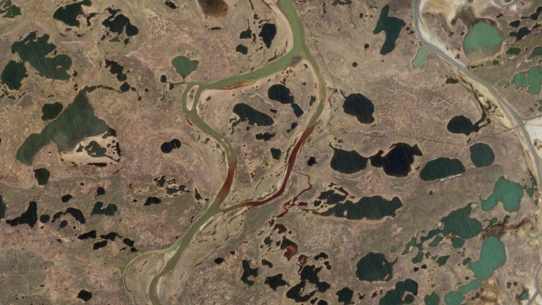 Утечка дизельного топлива в Норильске. 2020 год. Фото: European Space Agency