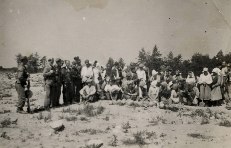 Фото, сделанное во второй половине 1940-х годов в районе бывшего лагеря смерти Треблинка, показывает задержанных милицией «копателей» — местных крестьян, перекапывавших территорию лагеря в поисках золота и драгоценностей. Если присмотреться, то на земле перед позирующими «копателями» можно увидеть груду черепов и человеческих костей.