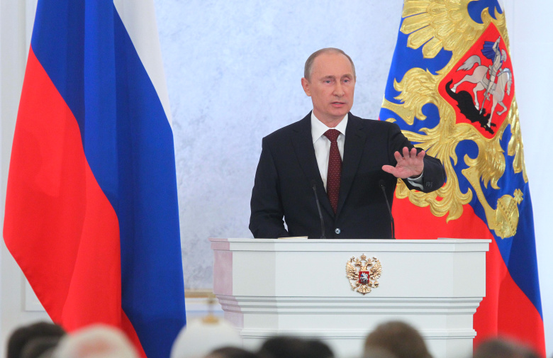 Владимир Путин выступает с посланием Федеральному cобранию РФ, 2012. Фото: Михаил Климентьев / РИА Новости