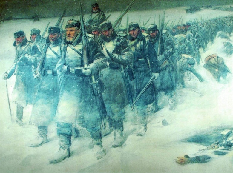 Отступление датской армии на дюббельские позиции зимой 1864 года.