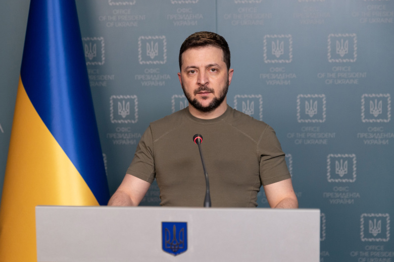Президент Украины Владимир Зеленский во время ежедневного обращения к нации