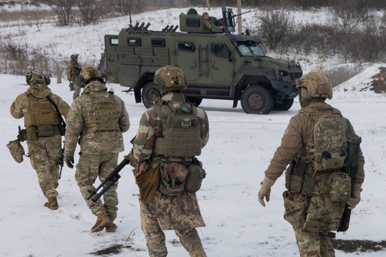 Военнослужащие 18-й Славянской бригады Национальной гвардии Украины в Донецкой области.