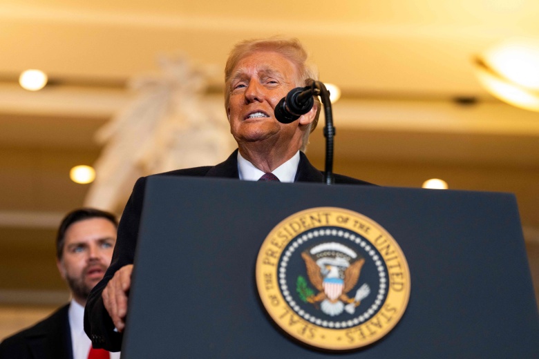 Вашингтон, округ Коламбия, 20 января 2025 года. Дональд Трамп произносит инаугурационную речь