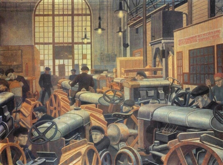 Павел Филонов.Тракторный цех Краснопутиловского завода (1931)