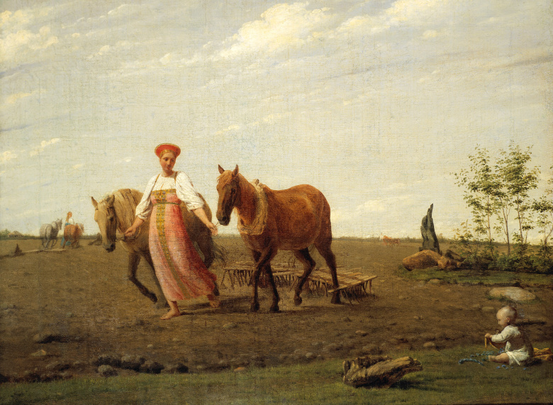 На пашне. Весна. Алексей Венецианов, начало 1820-х гг.