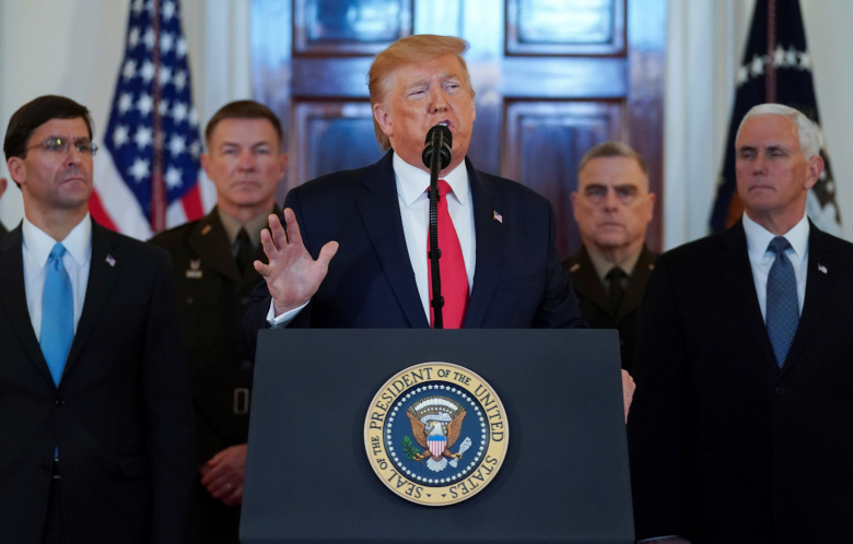 Дональд Трамп выступил с обращением к нации по поводу Ирана, 8 января 2020 года. Фото: Kevin Lamarque / Reuters