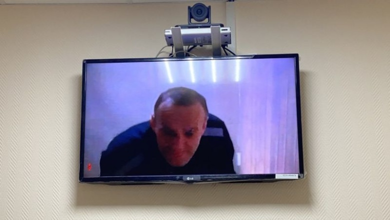 Алексей Навальный на заседании суда по видеосвязи