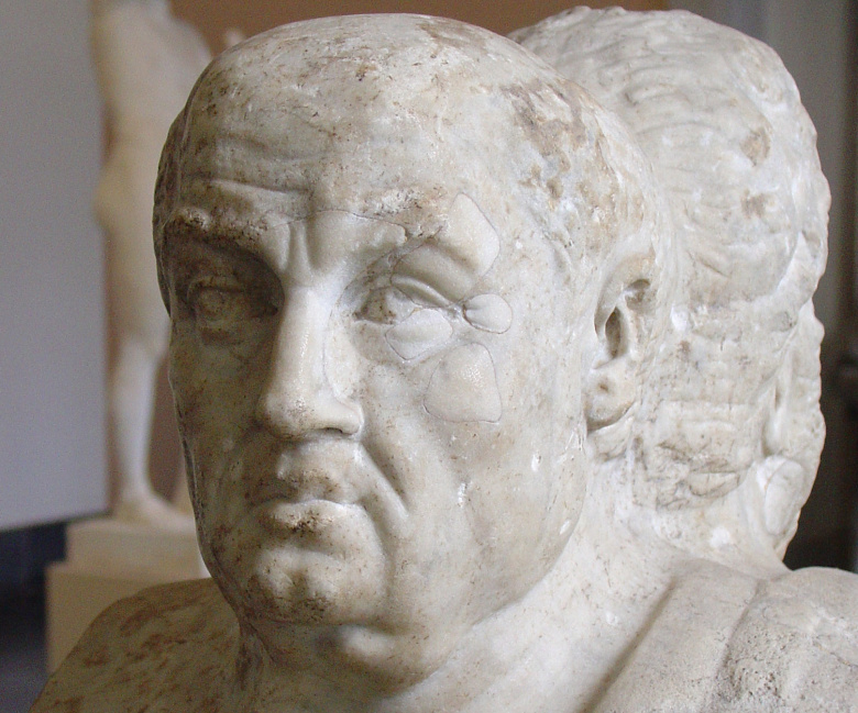 Луций Анней Сенека (4 до н. э. — 65 н. э.). Мраморная двойная герма (двусторонний скульптурный портрет) из Античного собрания в Берлине считается наиболее достоверным изображением великого стоика. На противоположной стороне гермы — портрет Сократа.