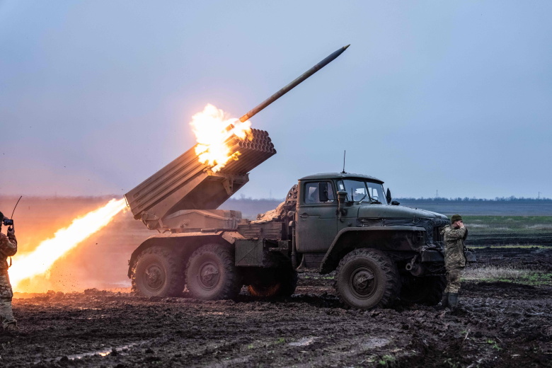 Залп украинской РСЗО «Град»