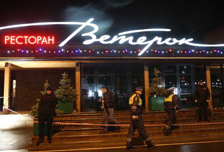 На месте убийства главы украинской общественной организации «Оплот» Евгения Жилина в поселке Горки-2.