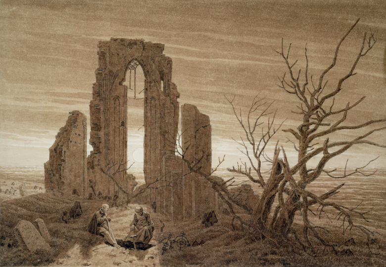 Каспар Давид Фридрих. Руины монастыря у моря (зима), 1803