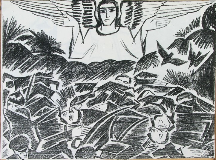 Наталья Гончарова. Мистические образы войны. Братская могила. 1914 год