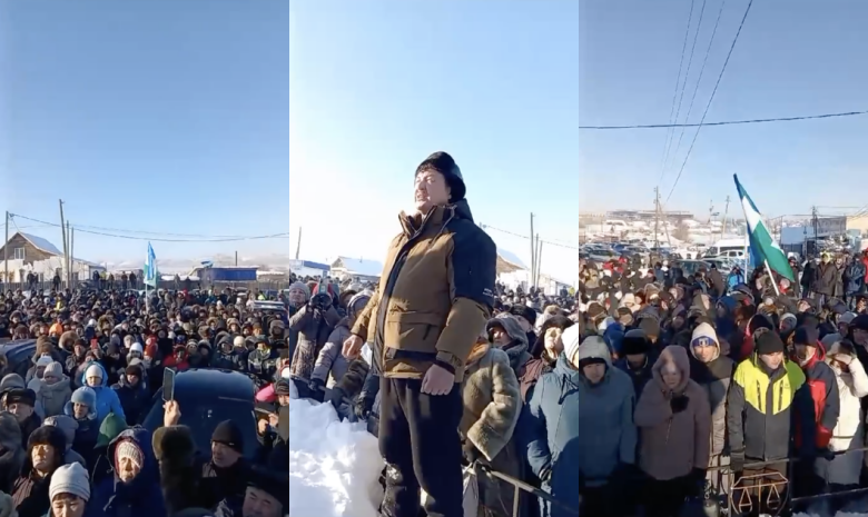 Стихийная акция в поддержку башкирского активиста Фаиля Алсынова. Город Баймак, Башкортостан
